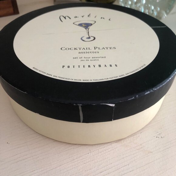 Vintage Pottery Barn Martini Cocktail Plates set of four - Picture 6 of 6